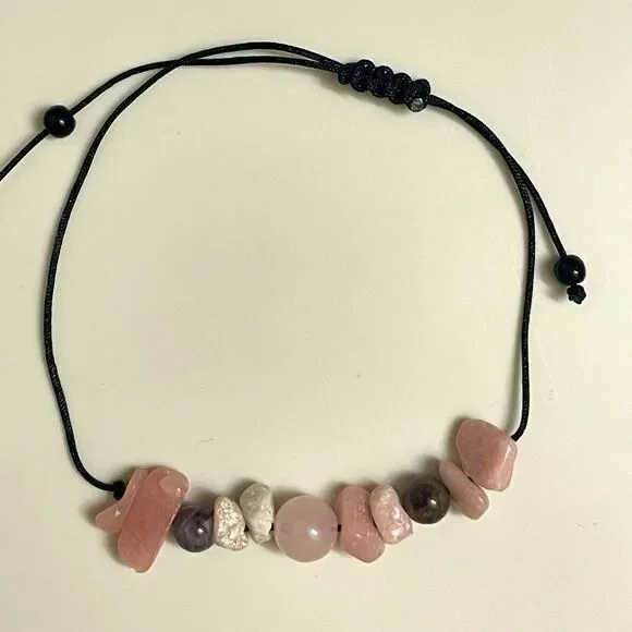 “Love Yourself” Tumbled Stone Bracelet (Rose Quartz, Amethyst, Rhodonite) - Picture 9 of 12